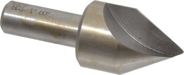 Interstate - 1" Head Diam, 1/2" Shank Diam, 1 Flute 60° High Speed Steel Countersink - Exact Tooling