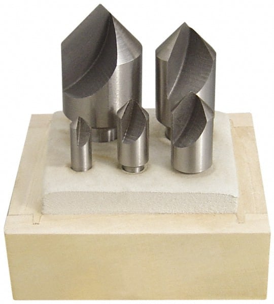 Keo - 5 Piece, 1/4 to 1" Head Diam, 60° Included Angle, Single End Countersink Set - Exact Tooling