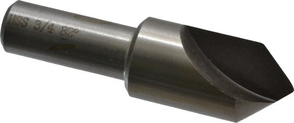 Interstate - 3/4" Head Diam, 1/2" Shank Diam, 1 Flute 82° High Speed Steel Countersink - Exact Tooling
