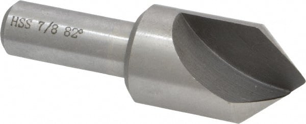 Interstate - 7/8" Head Diam, 1/2" Shank Diam, 1 Flute 82° High Speed Steel Countersink - Exact Tooling