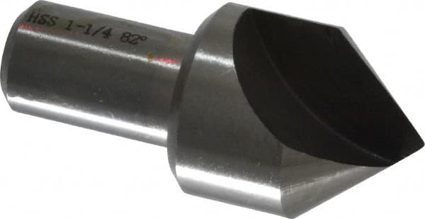 Interstate - 1-1/4" Head Diam, 3/4" Shank Diam, 1 Flute 82° High Speed Steel Countersink - Exact Tooling