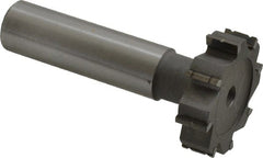 Made in USA - 1-1/8" Diam x 5/16" Face Width, Carbide-Tipped, 8 Teeth, Shank Connection Woodruff Keyseat Cutter - Uncoated, 2-5/16" OAL x 1/2" Shank, Straight Teeth, ANSI 1009, Old Standard C - Exact Tooling