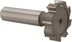 Made in USA - 1-1/4" Diam x 5/16" Face Width, Carbide-Tipped, 8 Teeth, Shank Connection Woodruff Keyseat Cutter - Uncoated, 2-5/16" OAL x 1/2" Shank, Straight Teeth, ANSI 1010, Old Standard D - Exact Tooling