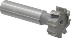 Made in USA - 1" Diam x 5/16" Face Width, Carbide-Tipped, 8 Teeth, Shank Connection Woodruff Keyseat Cutter - Uncoated, 2-5/16" OAL x 1/2" Shank, Staggered Teeth, ANSI 1008, Old Standard B - Exact Tooling