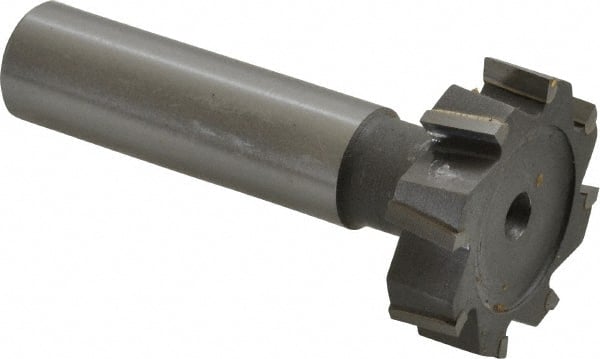 Made in USA - 1-1/8" Diam x 5/16" Face Width, Carbide-Tipped, 8 Teeth, Shank Connection Woodruff Keyseat Cutter - Uncoated, 2-5/16" OAL x 1/2" Shank, Staggered Teeth, ANSI 1009, Old Standard C - Exact Tooling