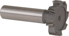 Made in USA - 1-1/4" Diam x 1/4" Face Width, Carbide-Tipped, 8 Teeth, Shank Connection Woodruff Keyseat Cutter - Uncoated, 2-1/4" OAL x 1/2" Shank, Staggered Teeth, ANSI 810, Old Standard 21 - Exact Tooling