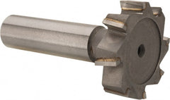 Made in USA - 1-1/4" Diam x 5/16" Face Width, Carbide-Tipped, 8 Teeth, Shank Connection Woodruff Keyseat Cutter - Uncoated, 2-5/16" OAL x 1/2" Shank, Staggered Teeth, ANSI 1010, Old Standard D - Exact Tooling