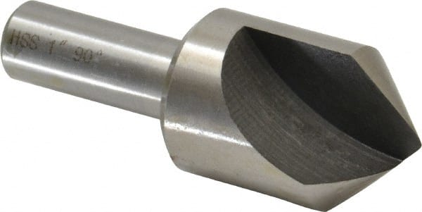 Interstate - 1" Head Diam, 1/2" Shank Diam, 1 Flute 90° High Speed Steel Countersink - Exact Tooling