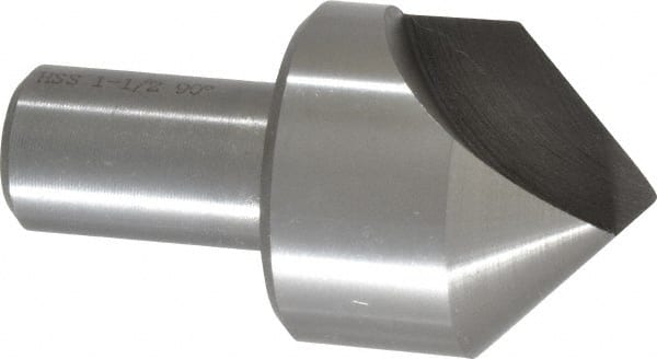 Interstate - 1-1/2" Head Diam, 3/4" Shank Diam, 1 Flute 90° High Speed Steel Countersink - Bright Finish, 2-7/8" OAL, Single End, Straight Shank, Right Hand Cut - Exact Tooling