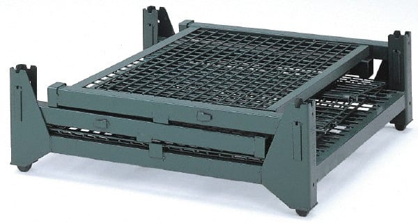 Steel King - 45" Long x 48" Wide x 42" High Wire Mesh Collapsible Bulk Storage and Transport Container with 2 Gates - 4,000 Lb. Load Capacity - Exact Tooling