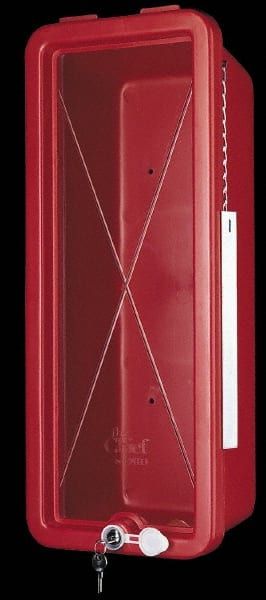 Made in USA - 5 Lb. Capacity, Surface Mount, Crystal Polystyrene Fire Extinguisher Cabinet - 8-1/4 Inch Wide x 19-1/4 Inch High x 6-3/4 Inch Deep, Red - Exact Tooling