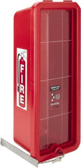 Made in USA - 10 Lb. Capacity, Surface Mount, Crystal Polystyrene Fire Extinguisher Cabinet - 9-1/4 Inch Wide x 23-1/4 Inch High x 7-1/4 Inch Deep, Red - Exact Tooling