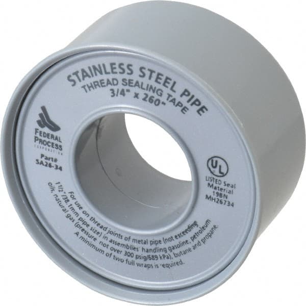 Federal Process - 3/4" Wide x 260" Long High Density Pipe Repair Tape - 4.3 mil Thick, -450 to 550°F, Nickel - Exact Tooling