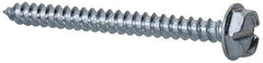 Value Collection - #6 Hex Washer Head Slotted Sheet Metal Screw - Steel, 1-1/2" Length Under Head, Grade 2 - Exact Tooling