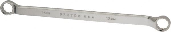 Proto - 12mm x 13mm 12 Point Offset Box Wrench - Double End, 8-7/8" OAL, Steel, Polished Finish, 7.5° Offset - Exact Tooling