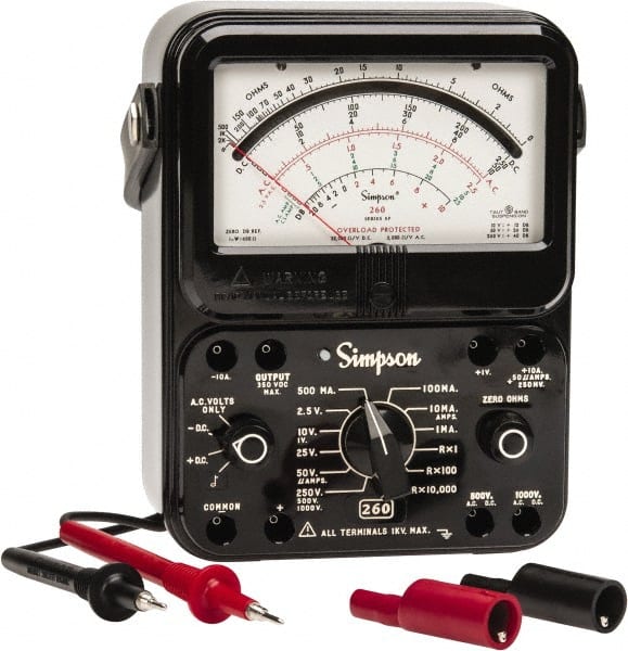 Simpson Electric - 12391, 1,000 VAC/VDC, Analog Manual Ranging Multimeter - 20 mOhm, Measures Voltage, Current, Resistance - Exact Tooling