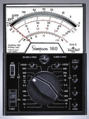 Simpson Electric - 12271, 1,000 VAC/VDC, Analog Manual Ranging Multimeter - 30 mOhm, Measures Voltage, Current, Resistance - Exact Tooling