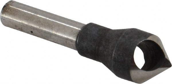 Interstate - 1/4" Shank Diam, 0 Flute 82° High Speed Steel Countersink - Bright Finish, Single End, Straight Shank, Right Hand Cut - Exact Tooling