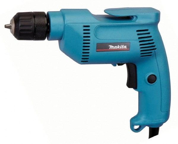 Makita - 3/8" Keyless Chuck, 2,500 RPM, Pistol Grip Handle Electric Drill - 4.9 Amps, 115 Volts, Reversible, Includes Keyless Chuck - Exact Tooling