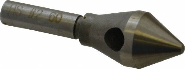 Interstate - 1/4" Shank Diam, 0 Flute 60° High Speed Steel Countersink - Bright Finish, Single End, Straight Shank, Right Hand Cut - Exact Tooling