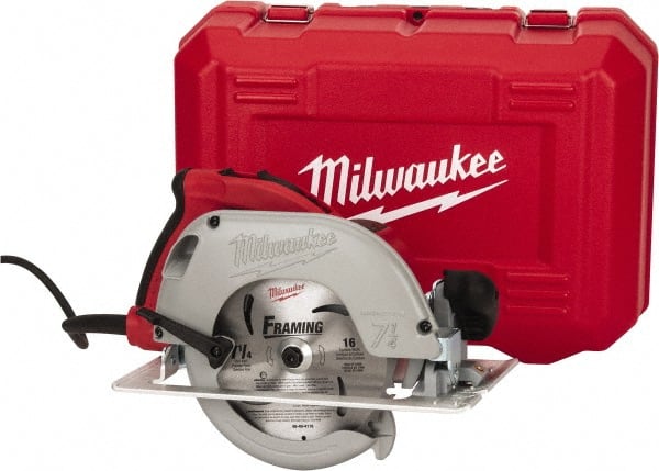 Milwaukee Tool - 15 Amps, 7-1/4" Blade Diam, 5,800 RPM, Electric Circular Saw - 120 Volts, 3.25 hp, 9' Cord Length, 5/8" Arbor Hole, Right Blade - Exact Tooling