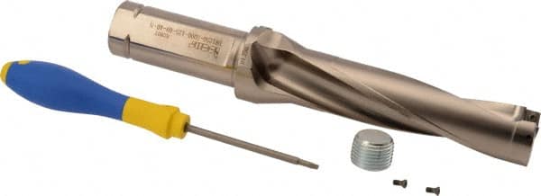 Iscar - 5" Max Drill Depth, 4xD, 1-1/4" Diam, Indexable Insert Drill - 1-1/4" Shank Diam, Whistle Notch Shank - Exact Tooling