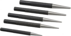 General - 5 Piece, 1/16 to 5/32", Center Punch Set - Round Shank, Comes in Vinyl Case - Exact Tooling