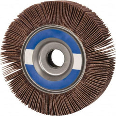 Made in USA - 4" Diam, 80 Grit Aluminum Oxide Unmounted Flap Wheel - 5/8" Hole, 1" Wide, Coated, Medium Grade, 9,000 Max RPM , X Weighted Backing - Exact Tooling