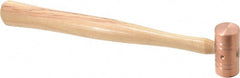 Made in USA - 1/2 Lb Head 3/4" Face Copper Nonmarring Hammer - 10-1/2" OAL, Wood Handle - Exact Tooling