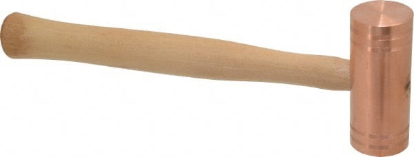 Made in USA - 3 Lb Head 1-3/4" Face Copper Nonmarring Hammer - 14" OAL, Wood Handle - Exact Tooling