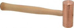 Made in USA - 3 Lb Head 1-3/4" Face Copper Nonmarring Hammer - 14" OAL, Wood Handle - Exact Tooling