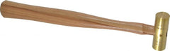 Made in USA - 1/4 Lb Head 3/4" Face Brass Nonmarring Hammer - 10-1/2" OAL, Wood Handle - Exact Tooling