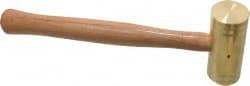 Made in USA - 3 Lb Head 1-3/4" Face Brass Nonmarring Hammer - 14" OAL, Wood Handle - Exact Tooling