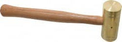 Made in USA - 3 Lb Head 1-3/4" Face Brass Nonmarring Hammer - 14" OAL, Wood Handle - Exact Tooling
