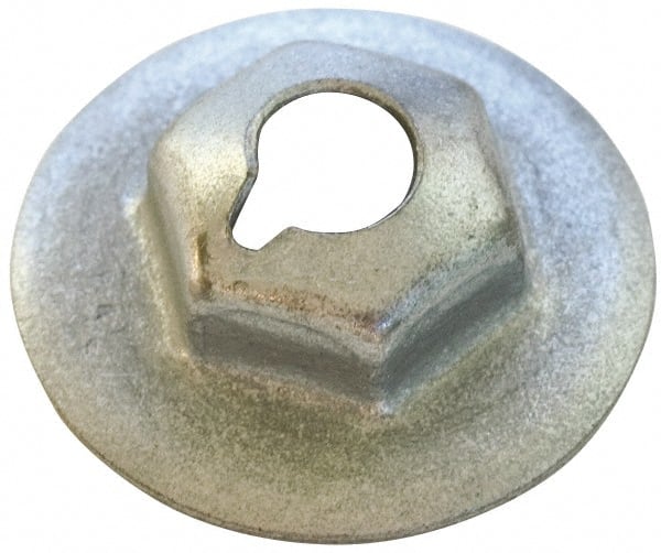 Au-Ve-Co Products - #10-32, 1/2" OD, 3/8" Width Across Flats Washer Lock Nut - Zinc-Plated Spring Steel, For Use with Threaded Fasteners - Exact Tooling