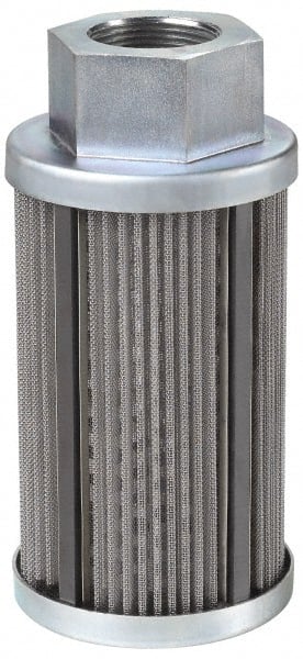 Parker - 30 Mesh, 95 LPM, 25 GPM, 3.53" Diam, Male/Female Magnetic Suction Strainer - 1-1/4 Port NPT, 7.39" Long - Exact Tooling