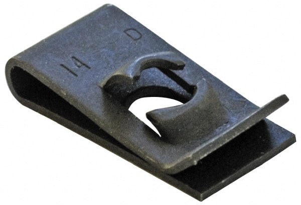 Made in USA - #8 Screw, 0.025 to 0.04" Thick, Spring Steel Standard U Nut - 33/64" Center Edge, Black Phosphate Finish - Exact Tooling