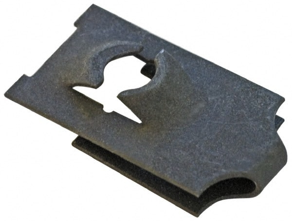 Made in USA - #8-32 Screw, 0.025 to 0.04" Thick, Spring Steel J Nut - 33/64" Center Edge, Black Phosphate Finish - Exact Tooling