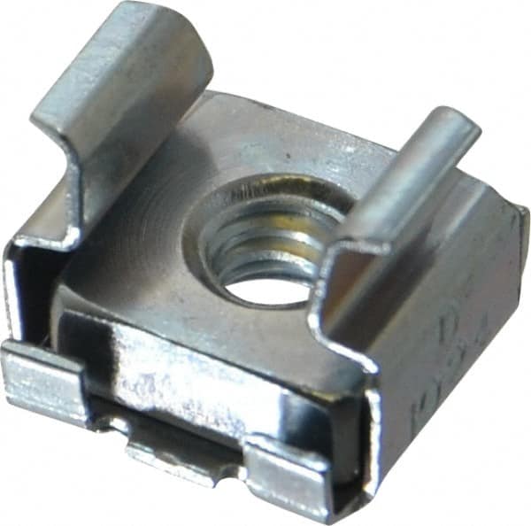Made in USA - #10-24 Screw, 0.064 to 0.105" Thick, Spring Steel Cage Nut - Zinc-Plated Finish - Exact Tooling