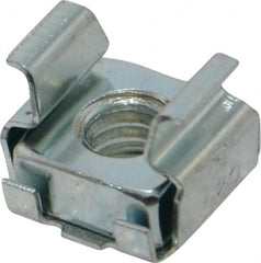 Made in USA - 1/4-20 Screw, 0.093 to 1/8" Thick, Spring Steel Cage Nut - Zinc-Plated Finish - Exact Tooling