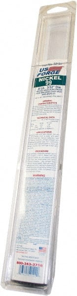 Made in USA - 10" Long, 3/32" Diam, Cast Iron Arc Welding Electrode - 99 Nickel - Exact Tooling