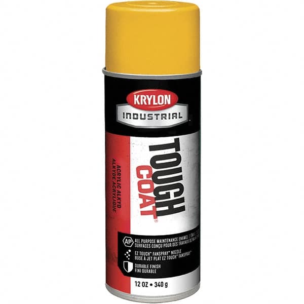 Krylon - OSHA Yellow, 12 oz Net Fill, High Gloss, Enamel Spray Paint - 20 to 25 Sq Ft per Can, 16 oz Container, Use on Conduits, Ducts, Electrical Equipment, Machinery, Metal, Motors, Pipelines & Marking Areas, Railings, Steel Bars, Tool Boxes, Tools - Exact Tooling
