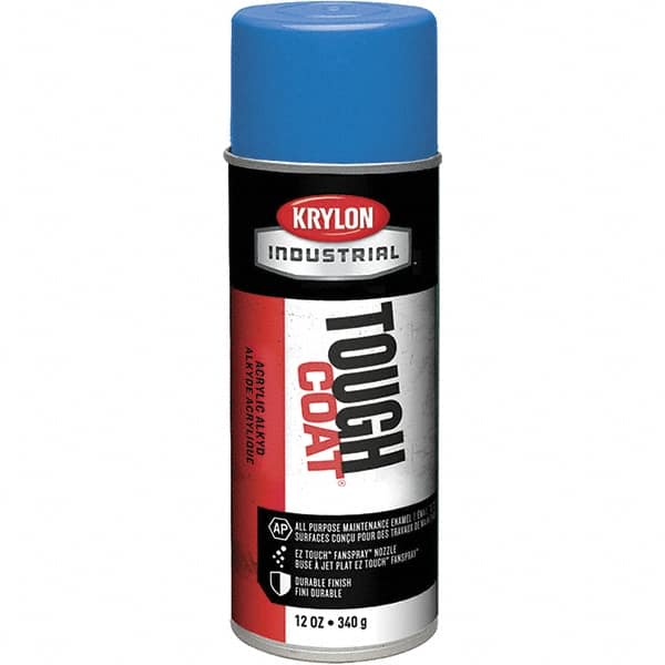 Krylon - OSHA Blue, 12 oz Net Fill, High Gloss, Enamel Spray Paint - 20 to 25 Sq Ft per Can, 16 oz Container, Use on Conduits, Ducts, Electrical Equipment, Machinery, Metal, Motors, Pipelines & Marking Areas, Railings, Steel Bars, Tool Boxes, Tools - Exact Tooling