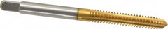 Cleveland - #10-24 UNC 2B/3B 4 Flute TiN Finish High Speed Steel Straight Flute Standard Hand Tap - Plug, Right Hand Thread, 2-3/8" OAL, 7/8" Thread Length, H3 Limit, Oversize - Exact Tooling