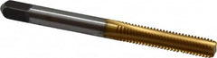 Cleveland - #12-28 UNF 2B/3B 4 Flute TiN Finish High Speed Steel Straight Flute Standard Hand Tap - Bottoming, Right Hand Thread, 2-3/8" OAL, 15/16" Thread Length, H3 Limit, Oversize - Exact Tooling
