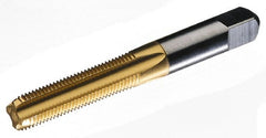Hertel - M2.6x0.45 Metric Coarse 3 Flute TiN Finish High Speed Steel Straight Flute Standard Hand Tap - Bottoming, Right Hand Thread, 1-3/4" OAL, 7/16" Thread Length, D2 Limit, Oversize - Exact Tooling