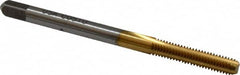 Cleveland - #6-40 UNF 2B/3B 3 Flute TiN Finish High Speed Steel Straight Flute Standard Hand Tap - Bottoming, Right Hand Thread, 2" OAL, 11/16" Thread Length, H2 Limit, Oversize - Exact Tooling