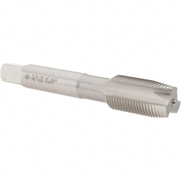 Cleveland - 5/8-18 UNF, 3 Flute, Bright Finish, High Speed Steel Spiral Point Tap - Plug Chamfer, Right Hand Thread, 3-13/16" OAL, 1.09" Thread Length, 3B Class of Fit - Exact Tooling