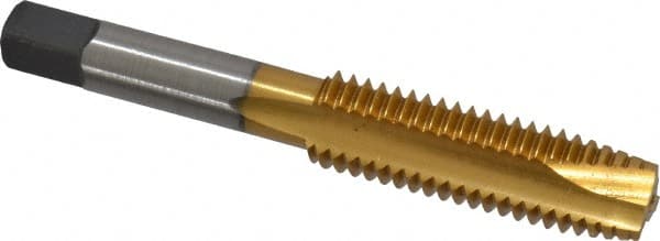 Cleveland - 1/2-13 UNC, 3 Flute, TiN Finish, High Speed Steel Spiral Point Tap - Plug Chamfer, Right Hand Thread, 3-3/8" OAL, 0.94" Thread Length, 3B Class of Fit, Series 1011TN - Exact Tooling
