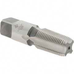 Cle-Line - 3/8-18 NPT Thread, 4 Flute Standard Pipe Tap - 2-9/16" OAL, 1-1/16" Thread Length, 0.7" Shank Diam, Bright Finish, High Speed Steel - Exact Tooling